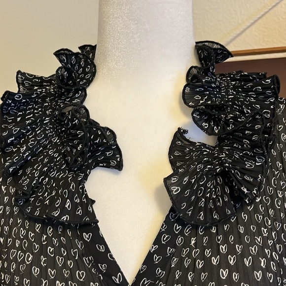 Sunny Leigh Black Heart Blouse Size Small - Picture 2 of 5